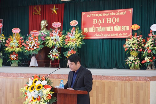 Ông Nguyễn Ngọc Quang - Phó Bí thư Đảng ủy, Chủ tịch UBND Phường Cổ Nhuế 2 phát biểu tại đại hội 